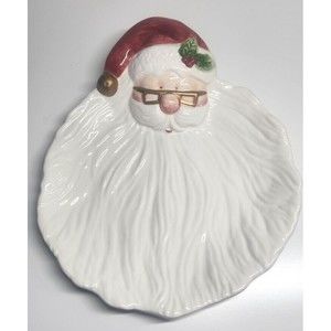 Vintage Fitz & Floyd Hand PainteSanta Claus Cookie/hor d'oeuvre Plate Ceramic
